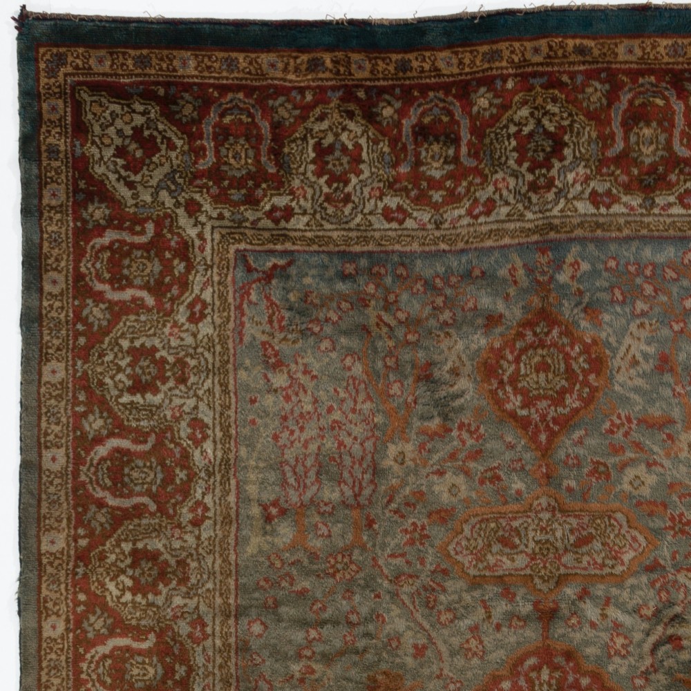 Rare Antique Double Sided "Angora" Wool Oushak Rug, Ca 1890