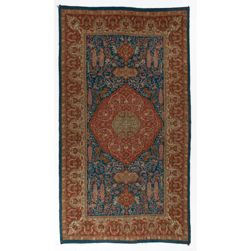 Rare Antique Double Sided "Angora" Wool Oushak Rug, Ca 1890
