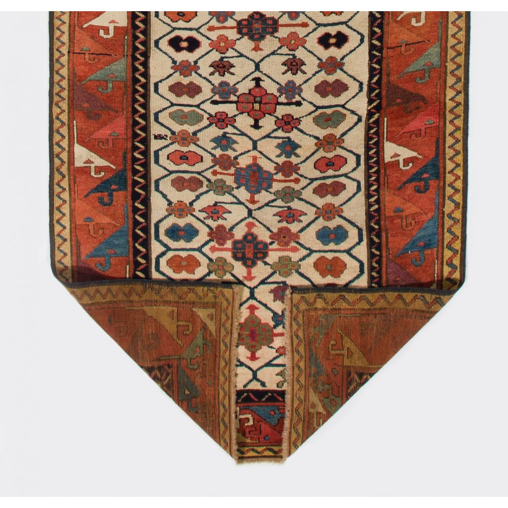 Antique Caucasian Moghan Kazak Runner Rug. Ca 1800