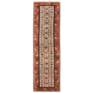 Antique Caucasian Moghan Kazak Runner Rug. Ca 1800