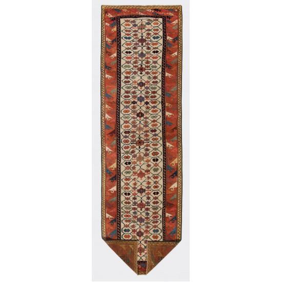 Antique Caucasian Moghan Kazak Runner Rug. Ca 1800