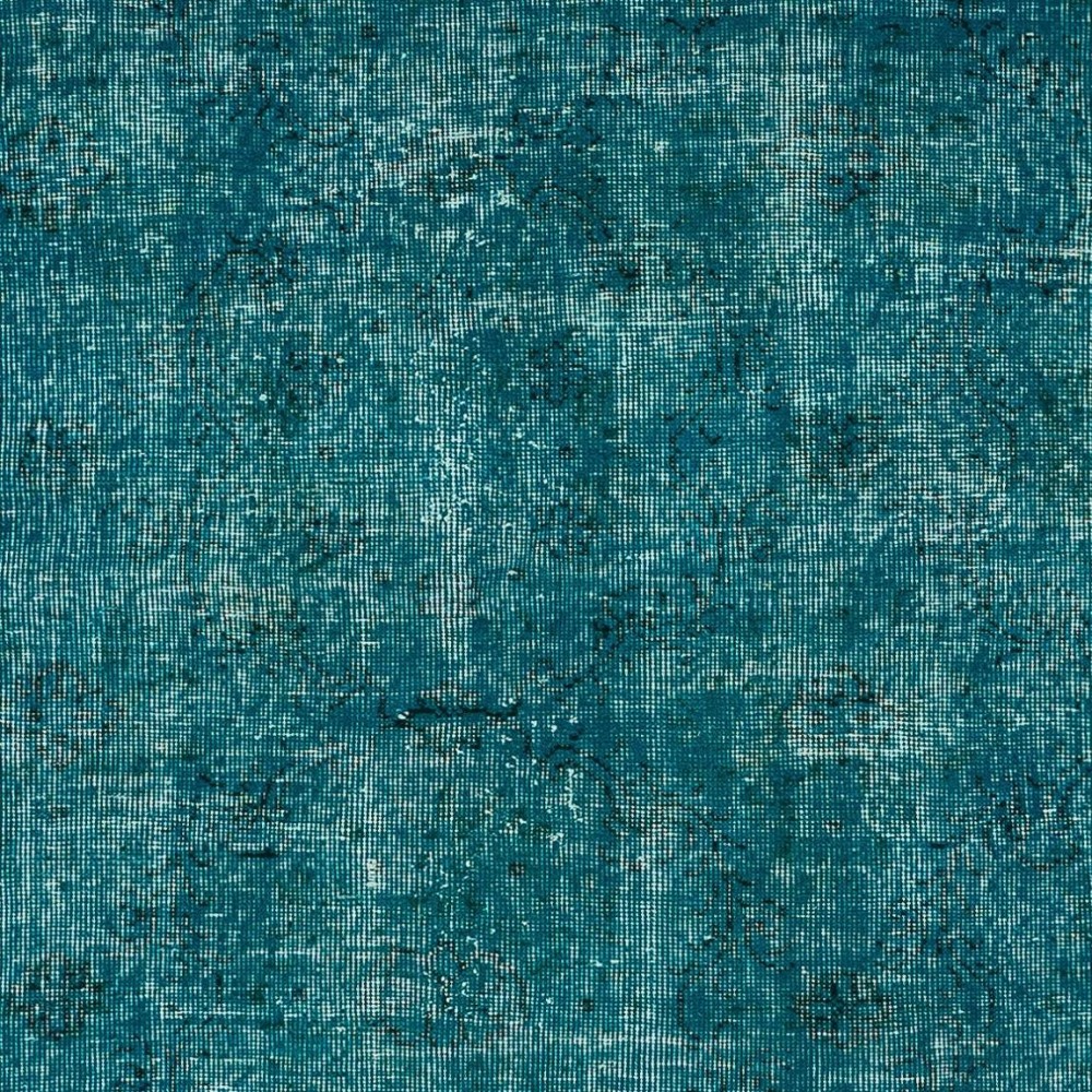 Vintage Handmade Anatolian Rug Over-Dyed in Teal Blue for Modern Interiors