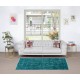 Vintage Handmade Anatolian Rug Over-Dyed in Teal Blue for Modern Interiors
