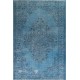 Vintage Turkish Area Rug Over-Dyed in Blue. Wool Hand-Knotted Carpet