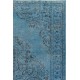 Vintage Turkish Area Rug Over-Dyed in Blue. Wool Hand-Knotted Carpet