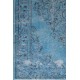 Vintage Turkish Area Rug Over-Dyed in Blue. Wool Hand-Knotted Carpet