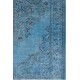 Vintage Turkish Area Rug Over-Dyed in Blue. Wool Hand-Knotted Carpet