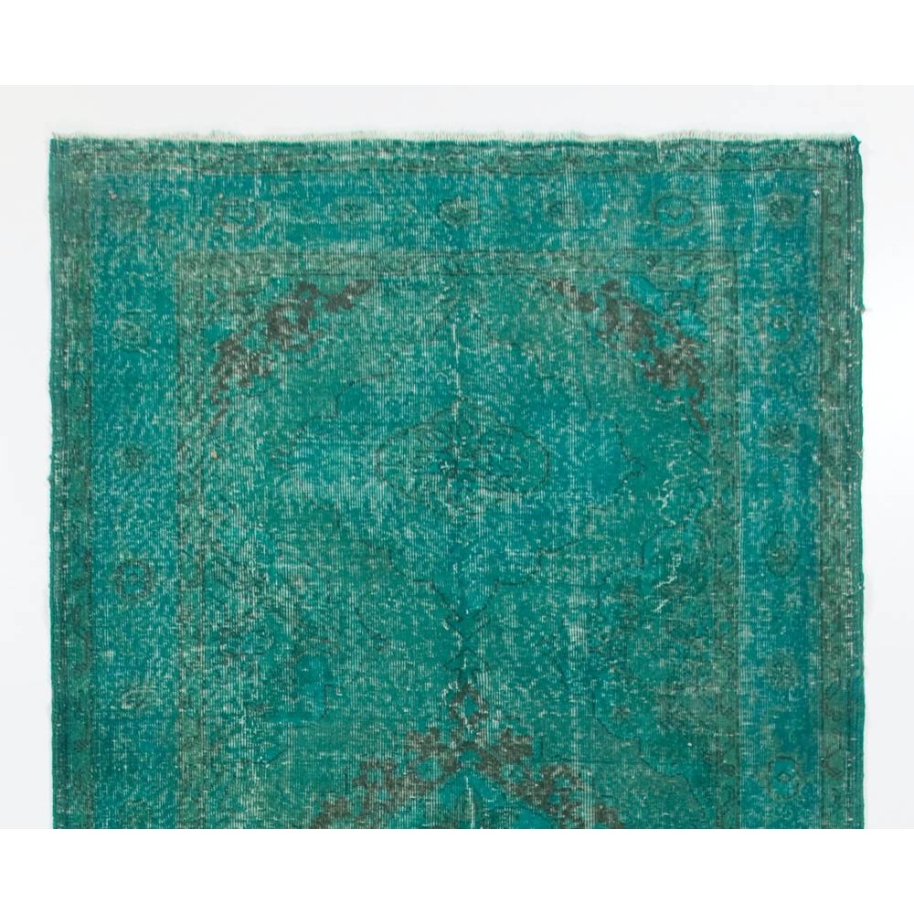 Handmade Turquoise Blue Color Turkish Runner Rug for Hallway