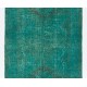 Handmade Turquoise Blue Color Turkish Runner Rug for Hallway