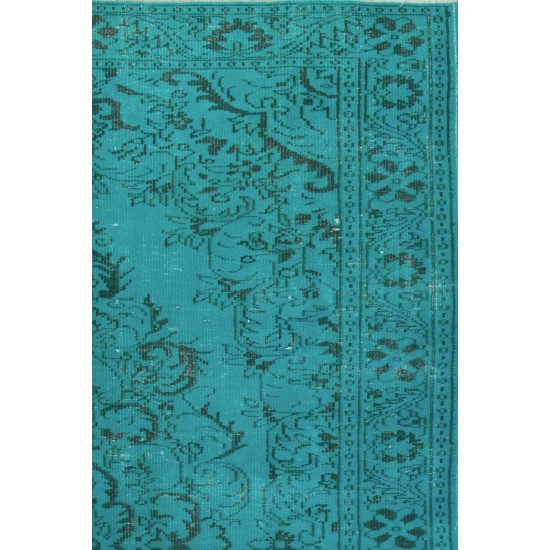 Aqua Blue Teal color OVERDYED Handmade Vintage Turkish RUG Aqua Blue Teal color OVERDYED Handmade Vintage Turkish RUG