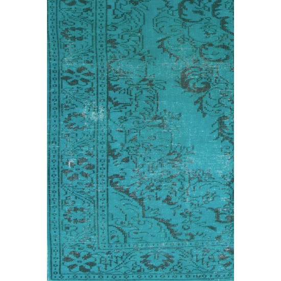 Aqua Blue Teal color OVERDYED Handmade Vintage Turkish RUG Aqua Blue Teal color OVERDYED Handmade Vintage Turkish RUG