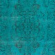 Aqua Blue Teal color OVERDYED Handmade Vintage Turkish RUG