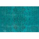 Modern Handmade Turkish Wool Area Rug in Aqua Blue Color