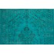 Modern Handmade Turkish Wool Area Rug in Aqua Blue Color