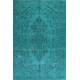 Modern Handmade Turkish Wool Area Rug in Aqua Blue Color