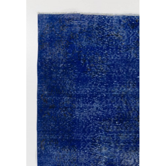 Blue Color OVERDYED Distressed Vintage Turkish Rug