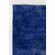 Blue Color Overdyed Distressed Vintage Turkish Rug