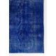 Blue Color Overdyed Distressed Vintage Turkish Rug