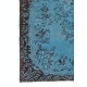 Hand Knotted Vintage Turkish Area Rug Over-Dyed in Light Blue Color for Modern Interiors