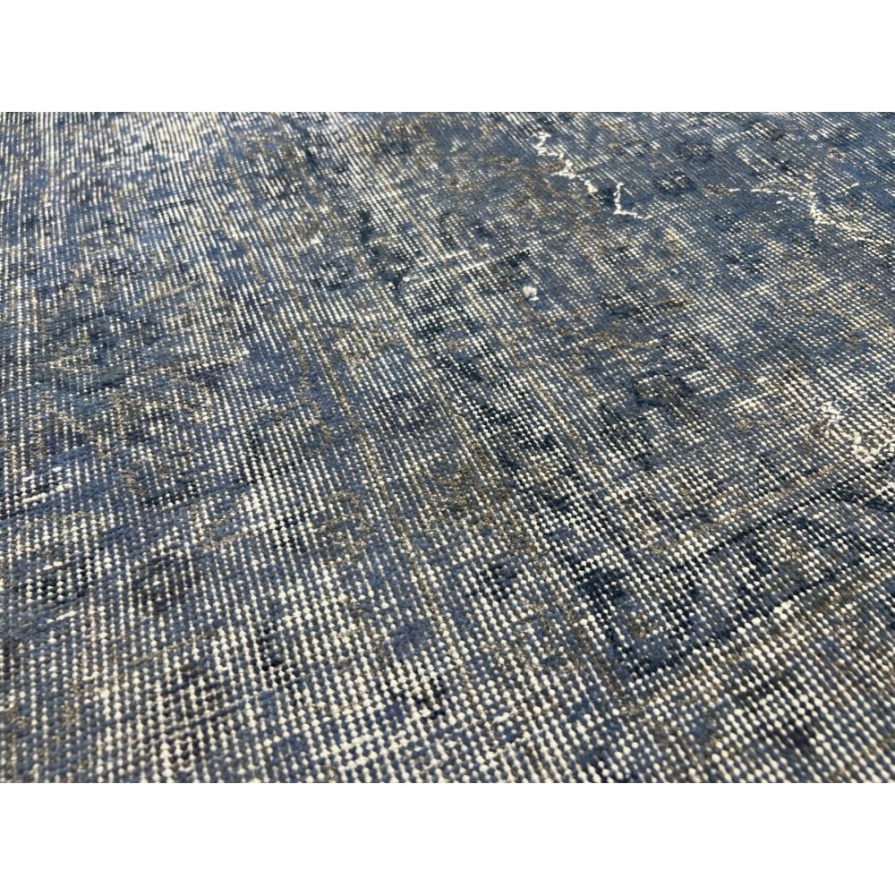 Abstract Upcycled Handmade Turkish Large Area Rug Over-Dyed in light Blue Color