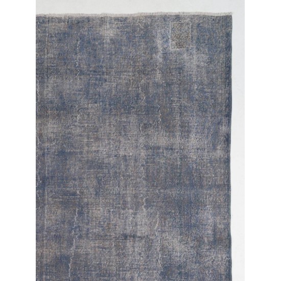 Abstract Distressed Vintage Turkish Rug. Over-Dyed in light Blue Color Abstract Distressed Vintage Turkish Rug. Over-Dyed in light Blue Color