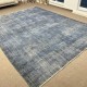 Abstract Distressed Vintage Turkish Rug. Over-Dyed in light Blue Color