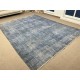 Abstract Upcycled Handmade Turkish Large Area Rug Over-Dyed in light Blue Color