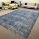 Abstract Distressed Vintage Turkish Rug. Over-Dyed in light Blue Color