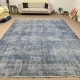 Abstract Distressed Vintage Turkish Rug. Over-Dyed in light Blue Color