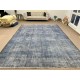 Abstract Upcycled Handmade Turkish Large Area Rug Over-Dyed in light Blue Color