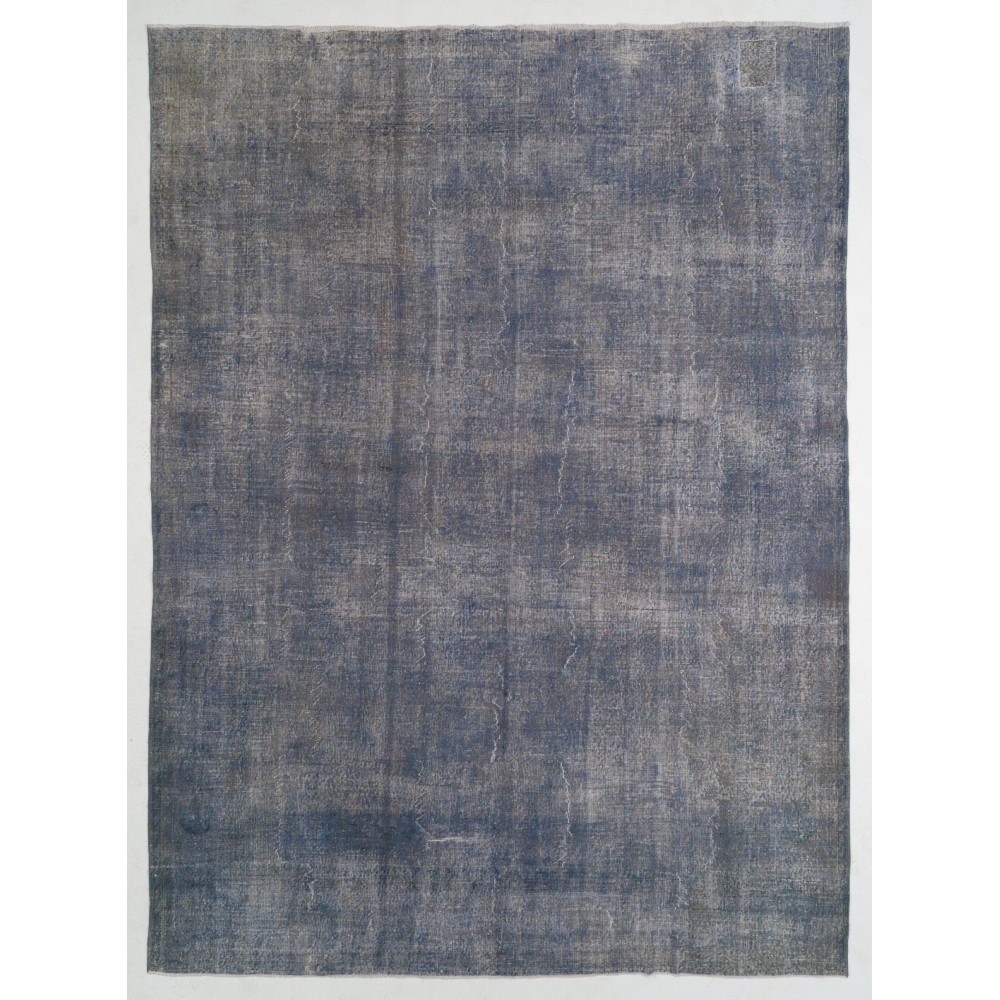 Abstract Upcycled Handmade Turkish Large Area Rug Over-Dyed in light Blue Color