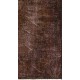 Distressed Hand-knotted Turkish Rug, Vintage Brown Carpet