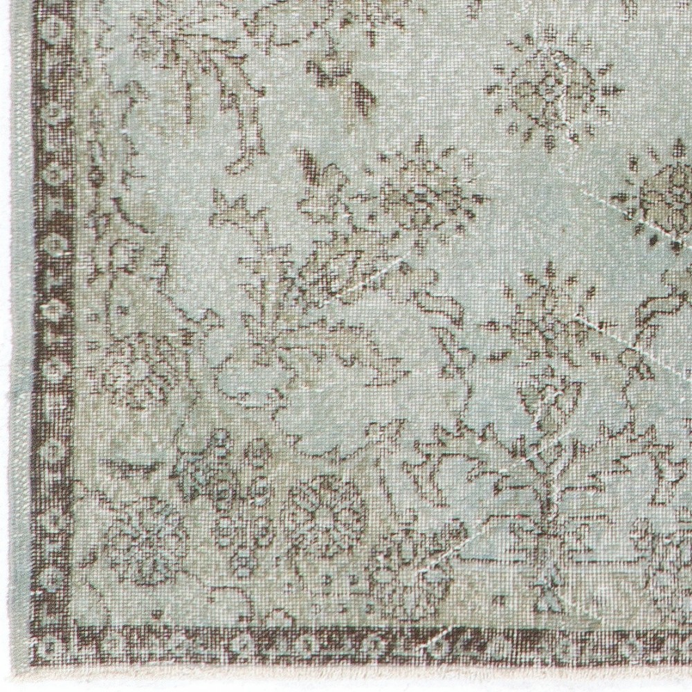 Modern Handmade Turkish Wool Area Rug in Gray & Light Blue
