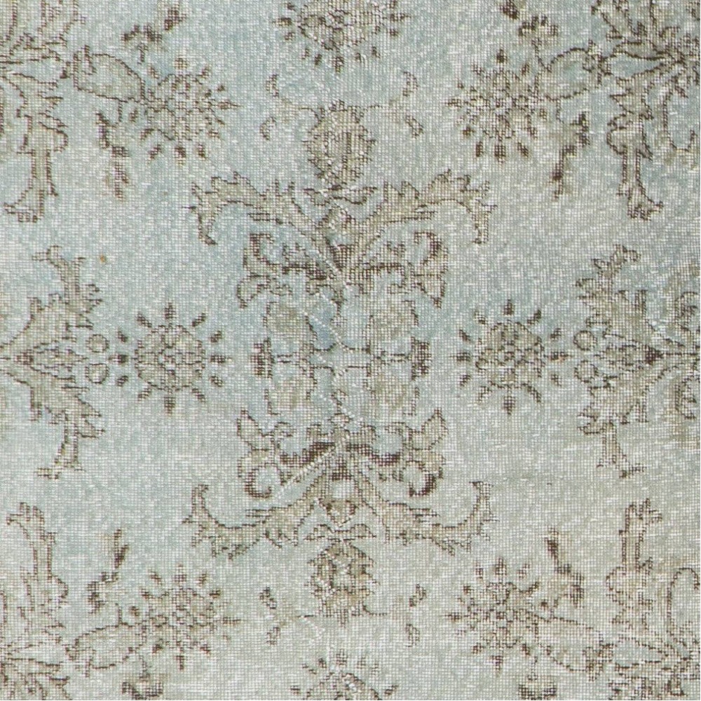 Modern Handmade Turkish Wool Area Rug in Gray & Light Blue