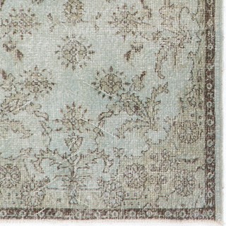 Modern Handmade Turkish Wool Area Rug in Gray & Light Blue