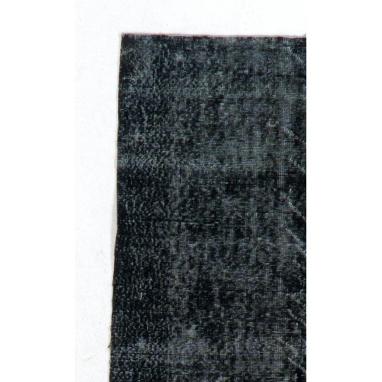 Black Color OVERDYED Distressed Vintage Turkish Rug