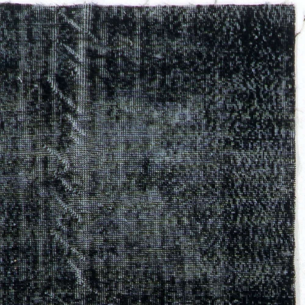 Black Color Overdyed Distressed Vintage Turkish Rug