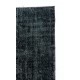 Black Color OVERDYED Distressed Vintage Turkish Rug