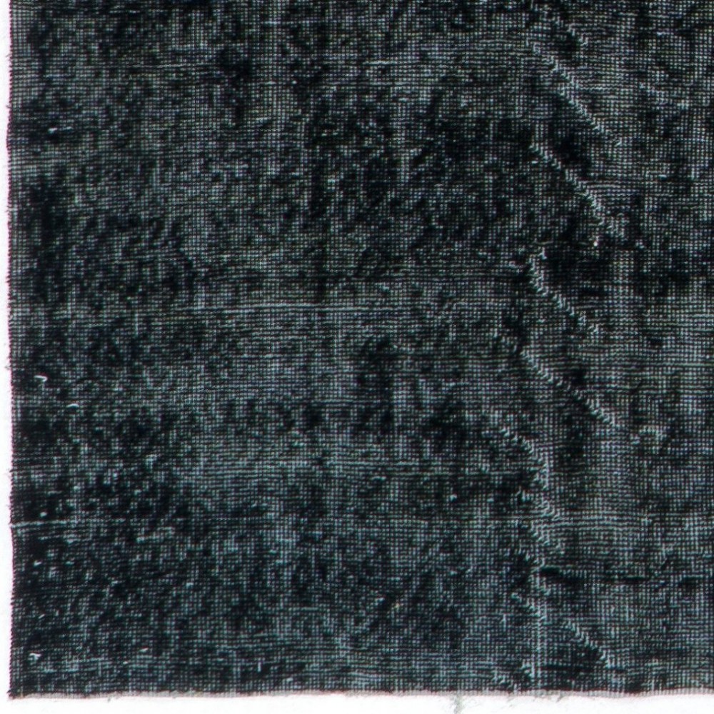 Black Color Overdyed Distressed Vintage Turkish Rug