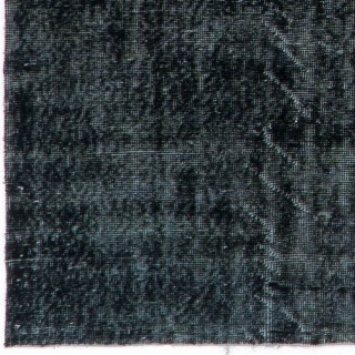 Vintage Handmade Turkish Area Rug Over-Dyed in Black Color