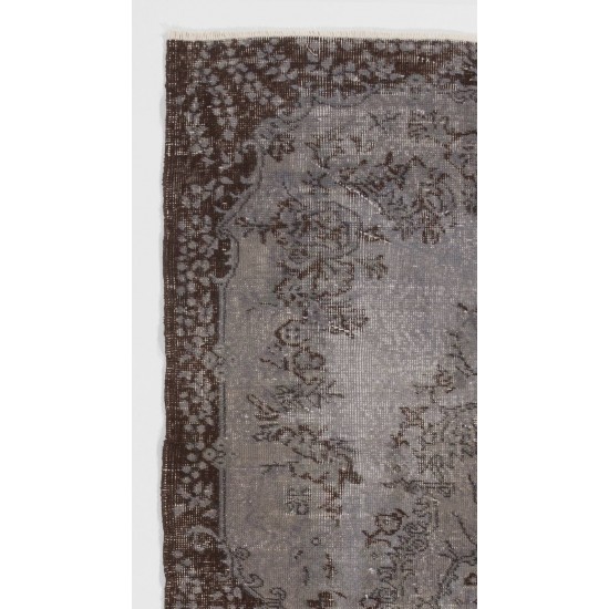 Gray Color OVERDYED Handmade Vintage Turkish Rug with Medallion Design Gray Color OVERDYED Handmade Vintage Turkish Rug with Medallion Design