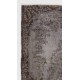 Gray Color Overdyed Handmade Vintage Turkish Rug with Medallion Design