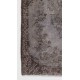 Gray Color Overdyed Handmade Vintage Turkish Rug with Medallion Design