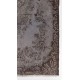 Gray Color Overdyed Handmade Vintage Turkish Rug with Medallion Design