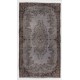 Gray Color OVERDYED Handmade Vintage Turkish Rug with Medallion Design