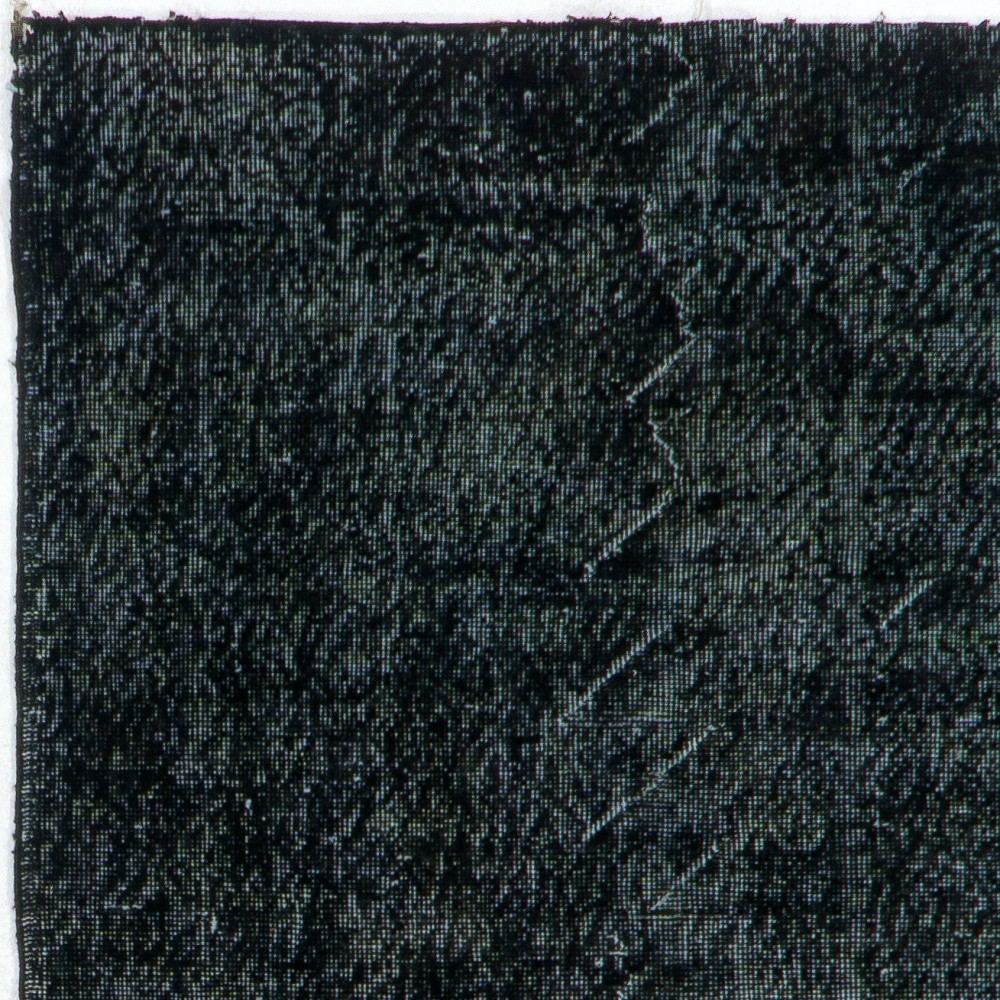 Vintage Handmade Turkish Area Rug Over-Dyed in Black for Modern Interiors
