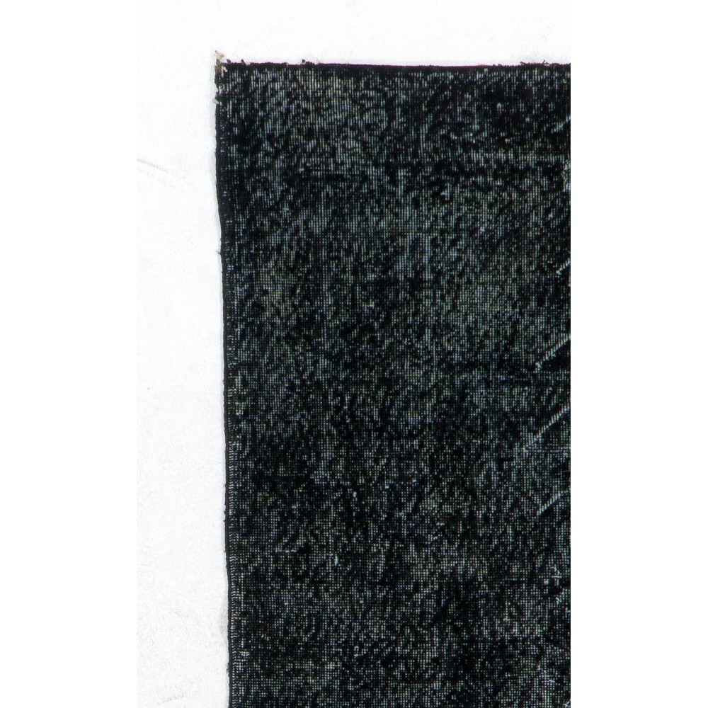 Decorative Upcycled Handmade Turkish Rug in Solid Black Color