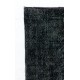Decorative Upcycled Handmade Turkish Rug in Solid Black Color