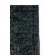 Decorative Upcycled Handmade Turkish Rug in Solid Black Color