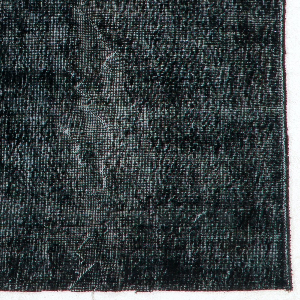 Vintage Handmade Turkish Area Rug Over-Dyed in Black for Modern Interiors